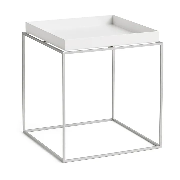 Stolik z tacą Tray Table medium - White-silikon szary, 40x40x44 cm - HAY