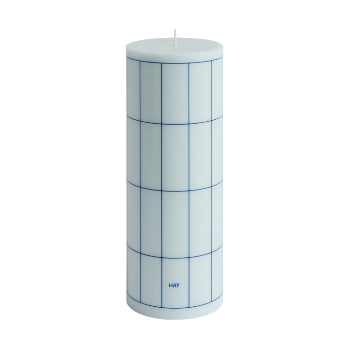 Świeca Column Candle large 25 cm - Light blue-blue grid check - HAY