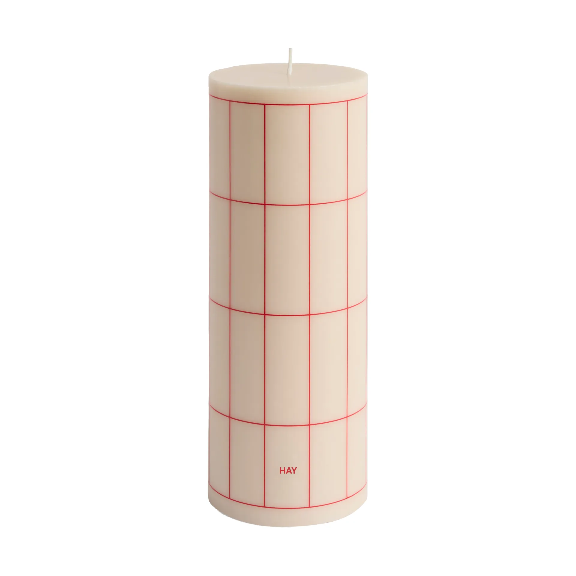 Świeca Column Candle large 25 cm, Off white-red grid check HAY