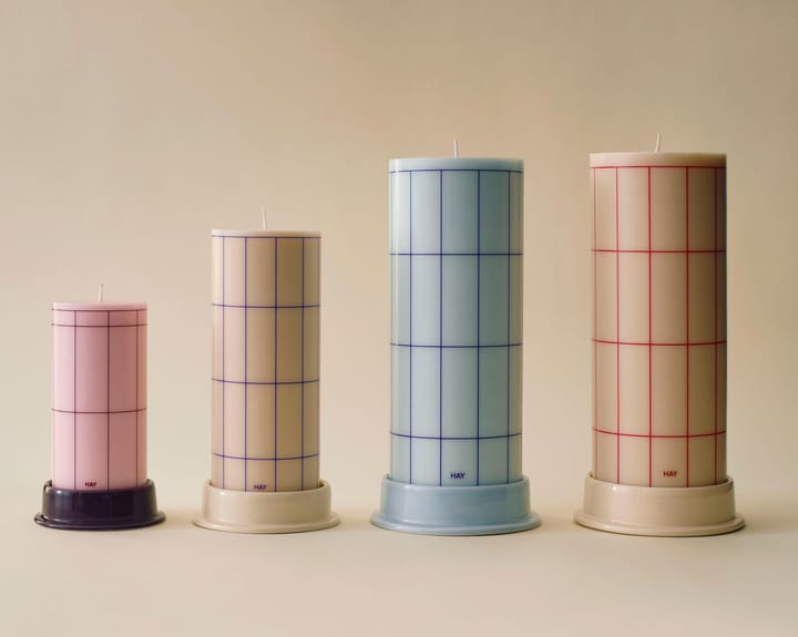 Świeca Column Candle large 25 cm, Off white-red grid check HAY