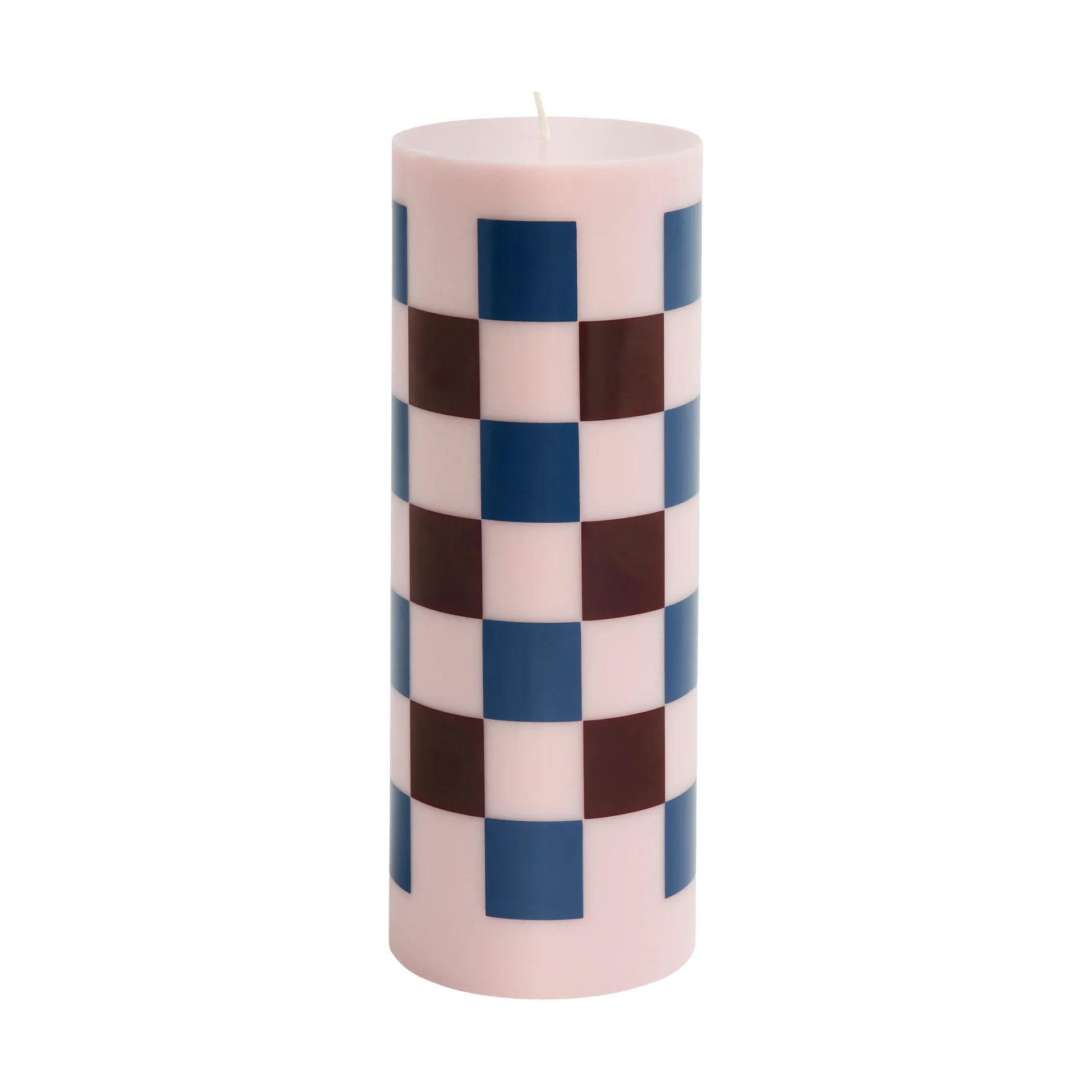 Świeca Column Candle large 25 cm, Pink-bordeaux-dark blue check HAY