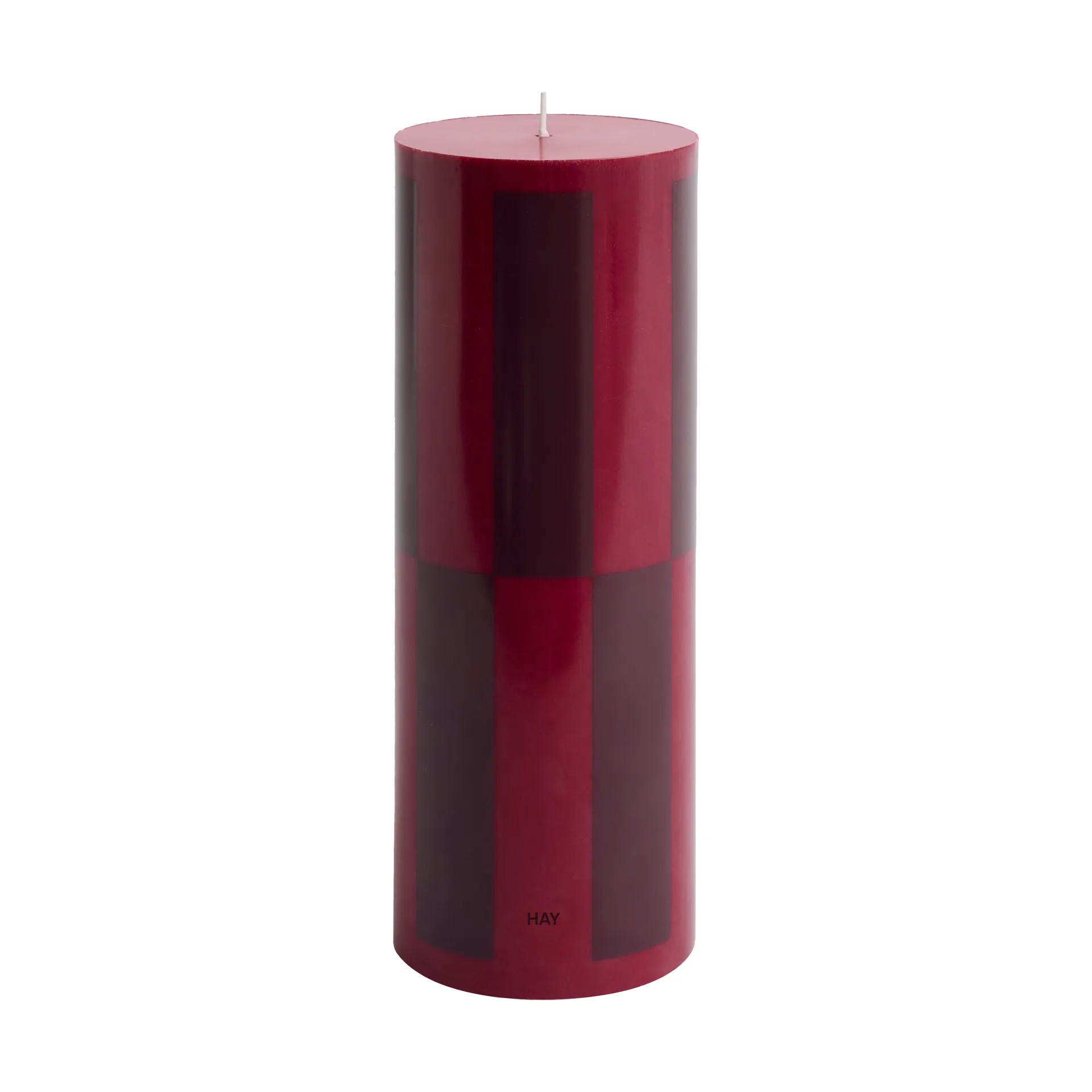 Świeca Column Candle large 25 cm, Wine-bordeaux large check HAY