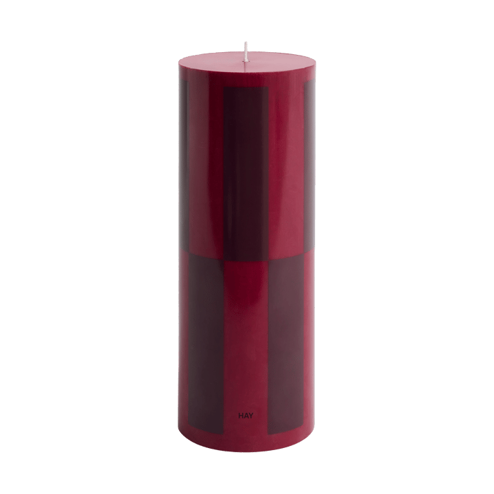 Świeca Column Candle large 25 cm - Wine-bordeaux large check - HAY