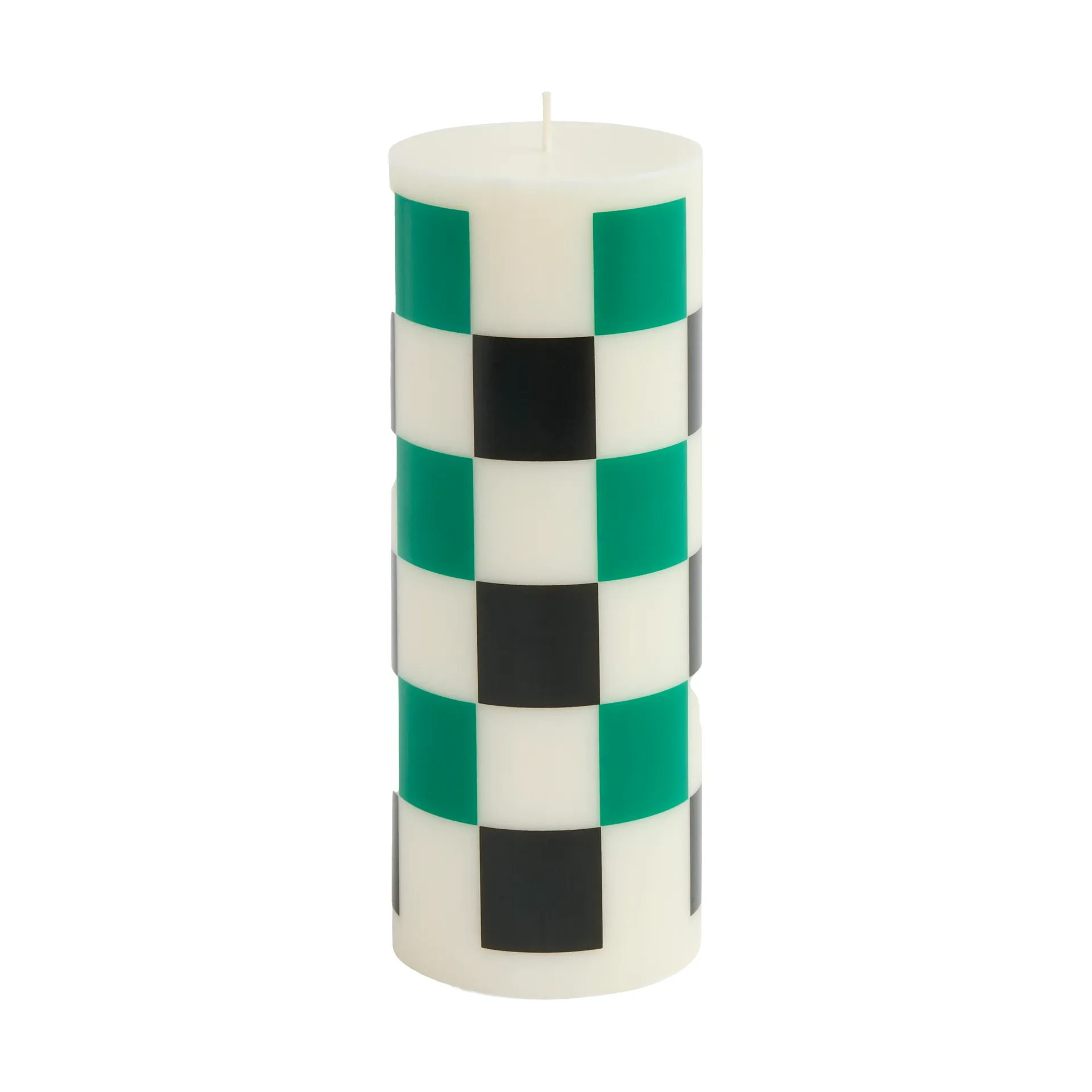 Świeca Column Candle medium 20 cm, Off white-green-black check HAY