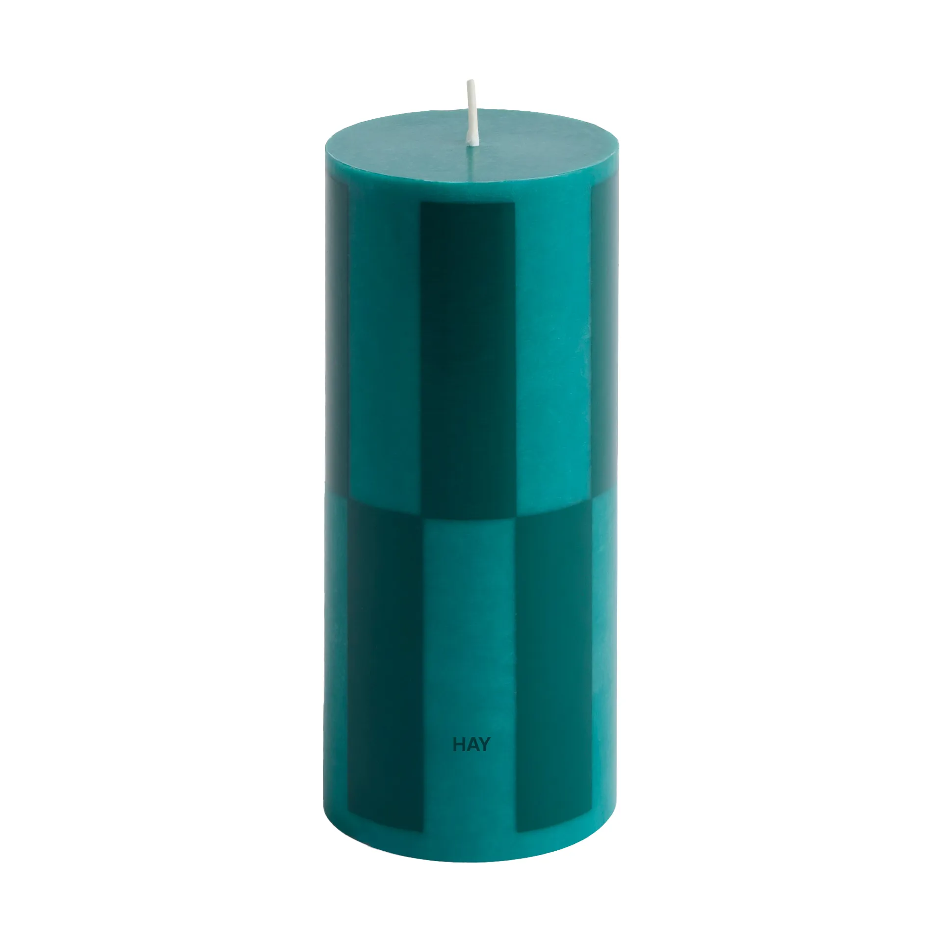 Świeca Column Candle small 15 cm, Green-dark green large check HAY