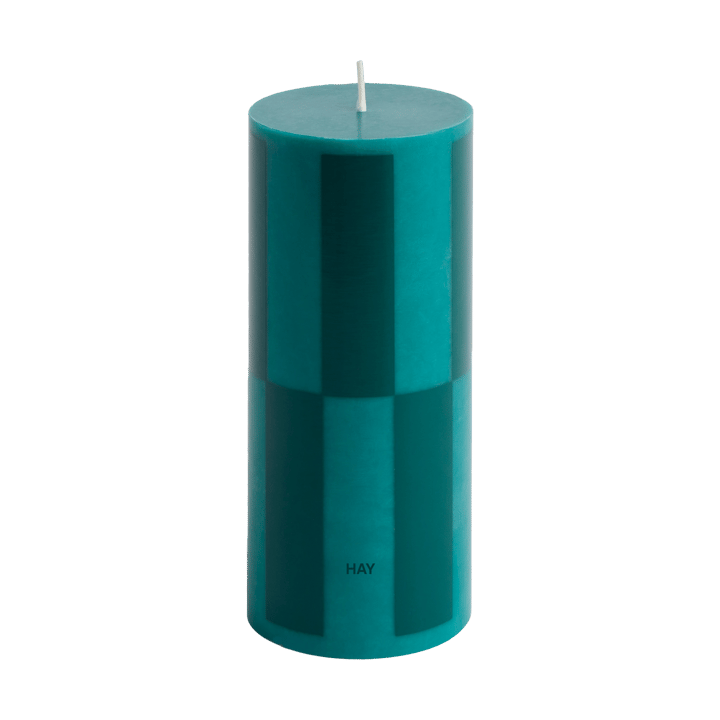 Świeca Column Candle small 15 cm - Green-dark green large check - HAY
