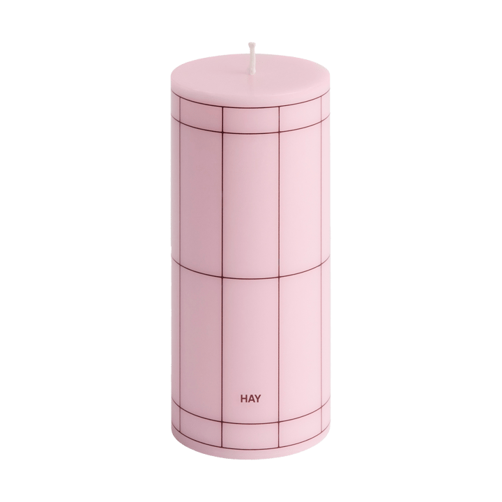 Świeca Column Candle small 15 cm - Light pink-bordeaux grid - HAY