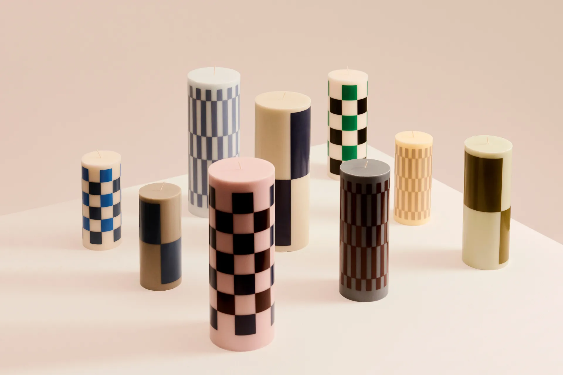 Świeca Column Candle small 15 cm, Off white-blues HAY