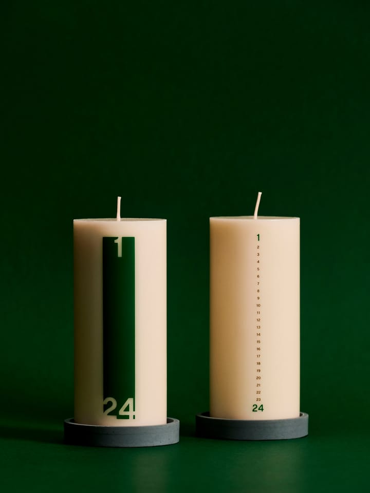 Świeca i świecznik Calendar 6,8 cm, Delicate Off white-black-green HAY