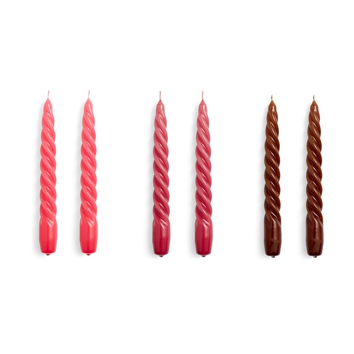 Świeca Twist 6-pak, Raspberry-dark punsch-brown HAY