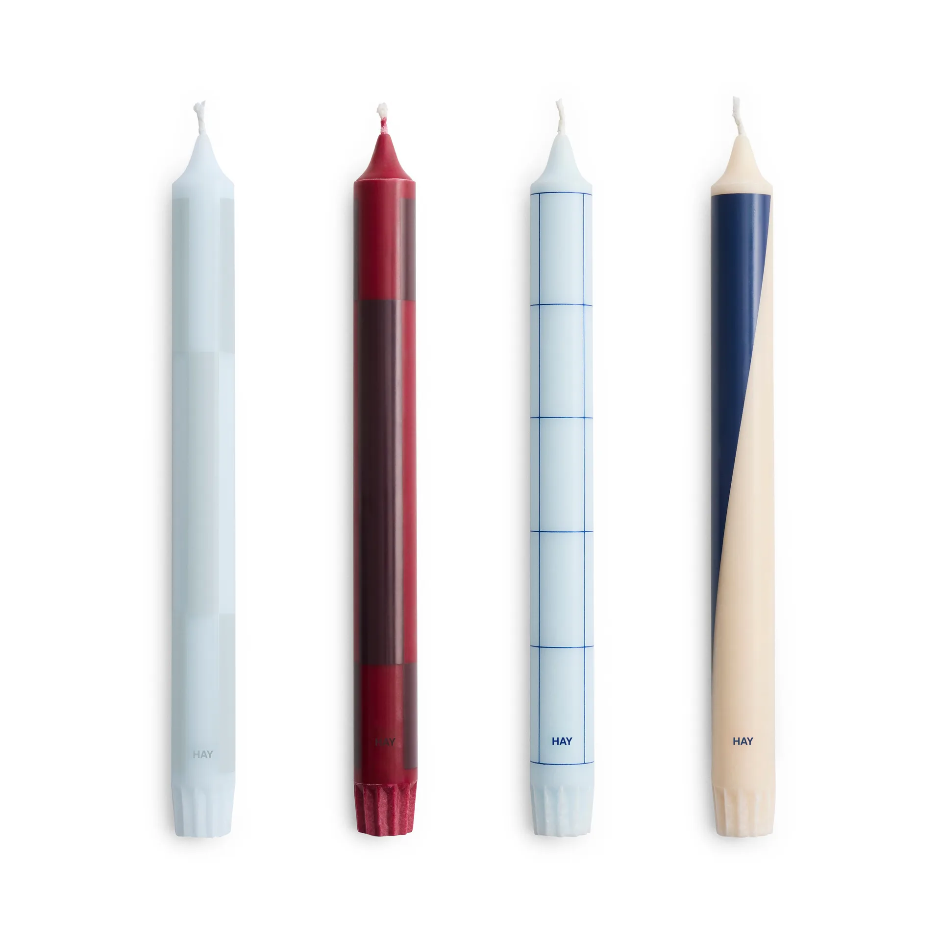 Świeczki Pattern mix 4 szt, Blues-bordeaux HAY
