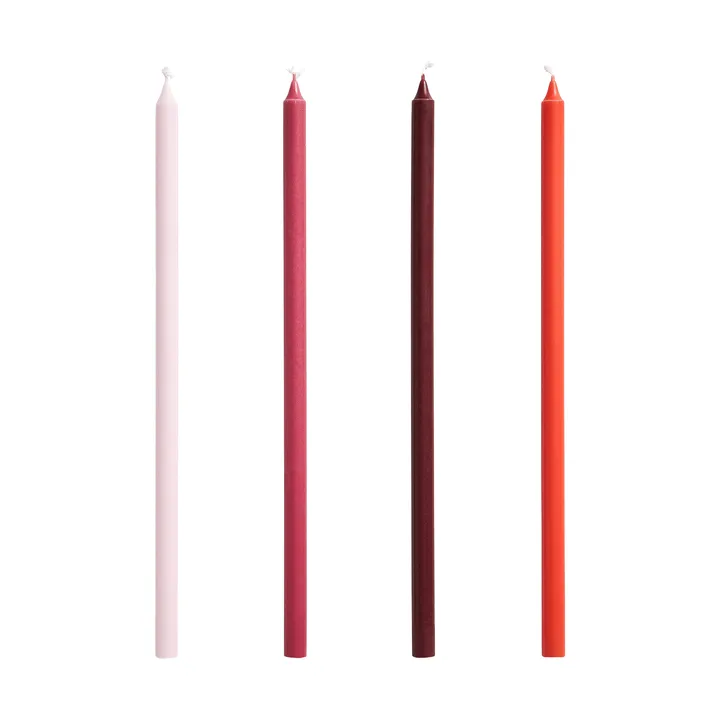 Świeczki Slim, 4‑szt. - Pink-red - HAY