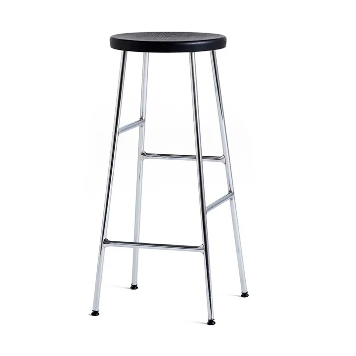 Taboret barowy okrągły Cornet 75 cm - Soft black oak-chrome - HAY