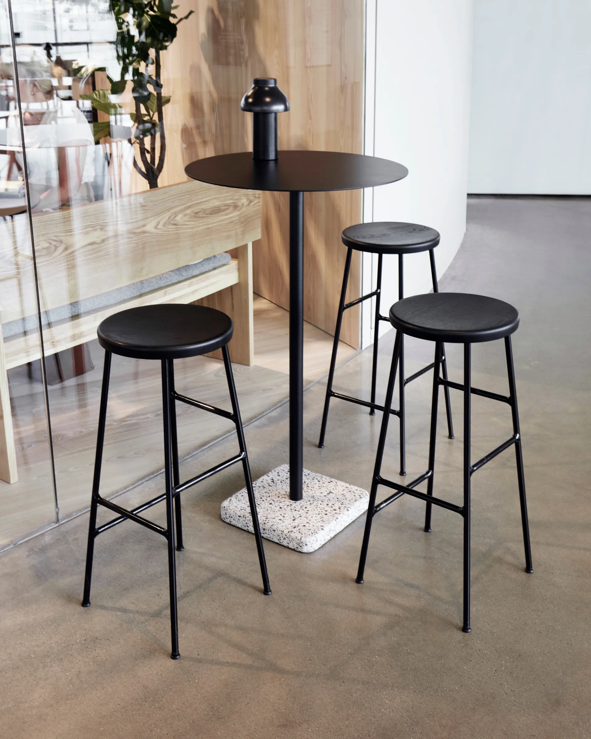 Taboret barowy okrągły Cornet 75 cm, Soft black oak-soft black HAY