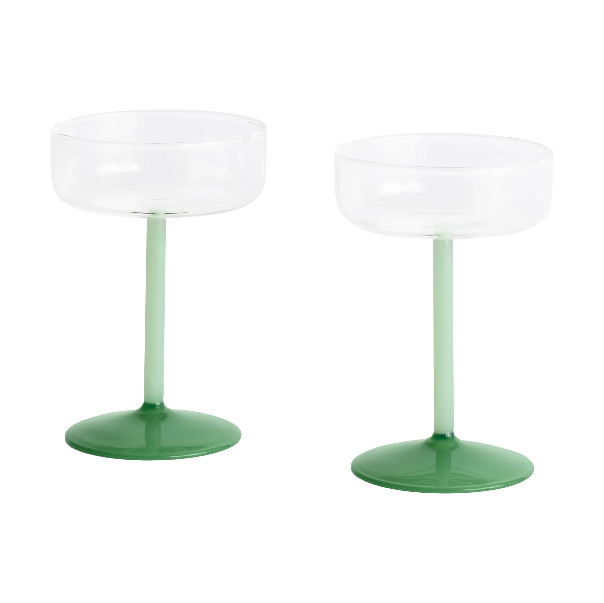 Tint kieliszki coupe 200 ml, 2‑pak, Clear-jade light green-jade dark green HAY