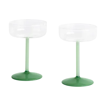 Tint kieliszki coupe 200 ml, 2‑pak - Clear-jade light green-jade dark green - HAY
