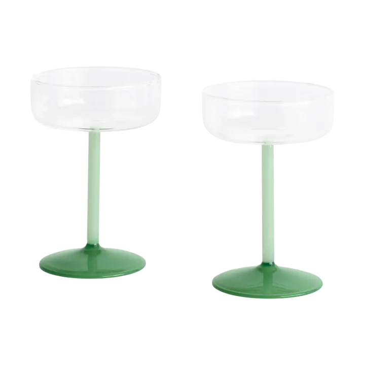 Tint kieliszki coupe 200 ml, 2‑pak - Clear-jade light green-jade dark green - HAY