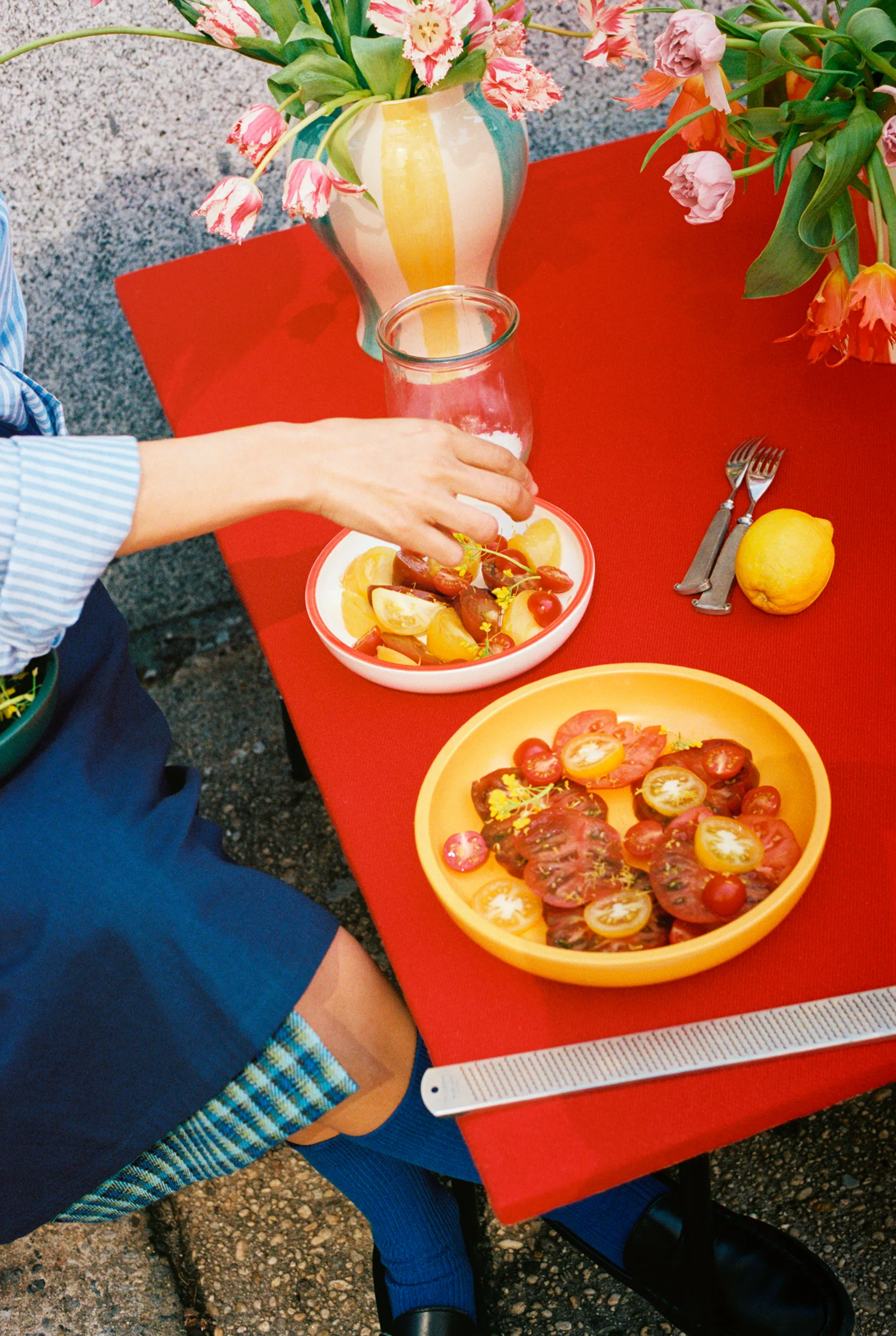 Wazon Sobremesa stripe L 25 cm, Green-yellow HAY