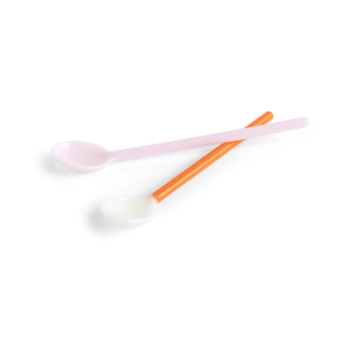 Łyżka szklana Duo 2 szt, Light pink-bright pomarańczowy HAY