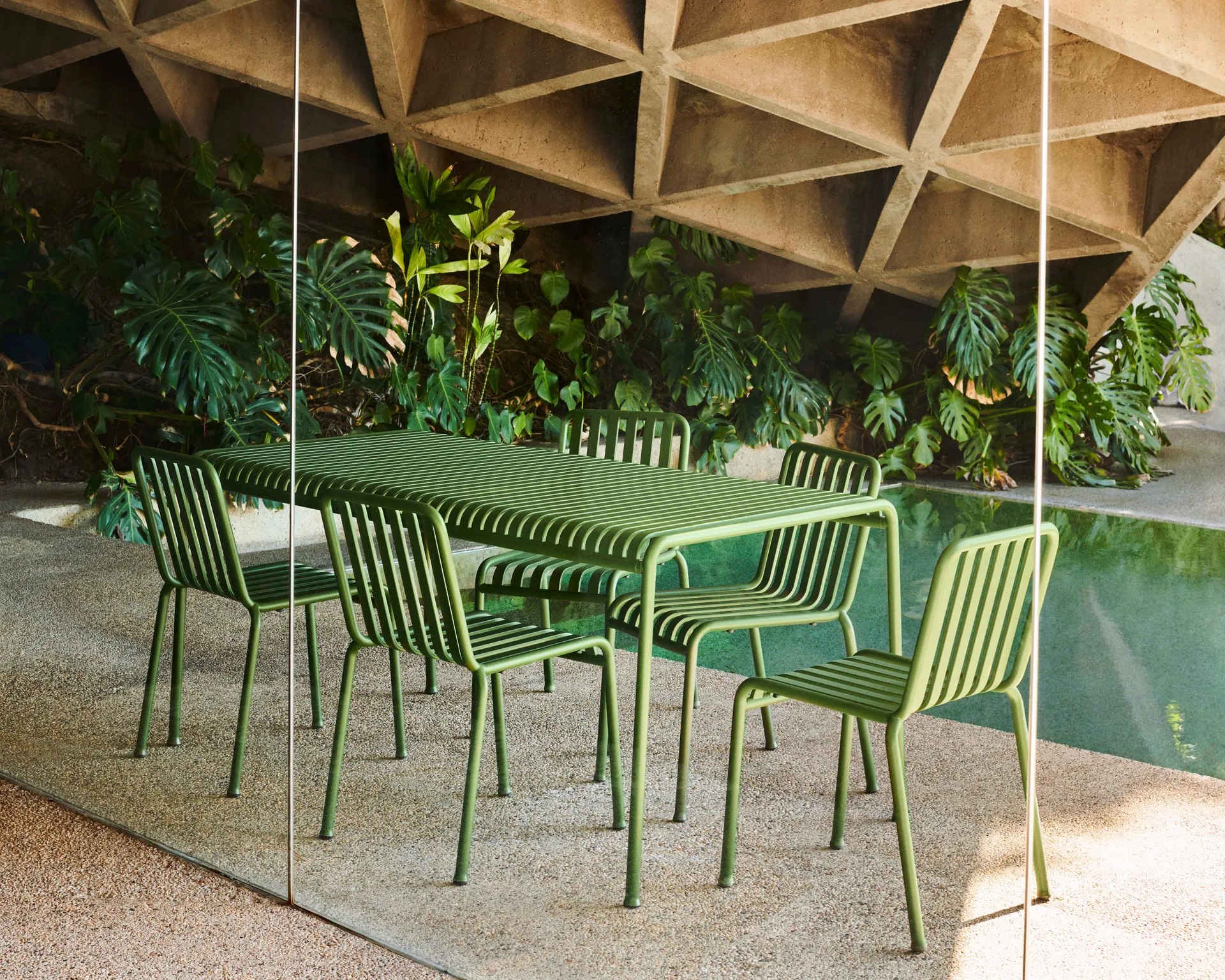 Zestaw jadalniany Palissade 4 krzesła 170x90 cm - Olive,  HAY