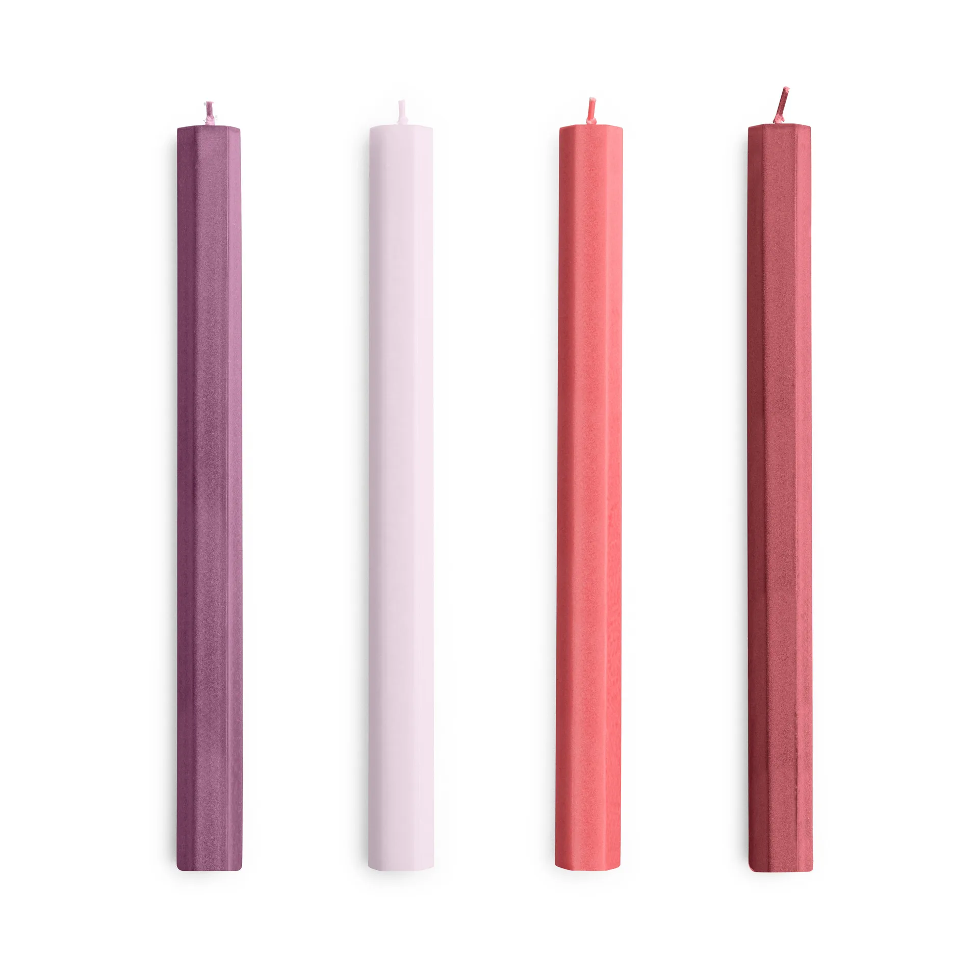 Zestaw świec Hexagon mix 4-pak, Reds-bordeaux HAY