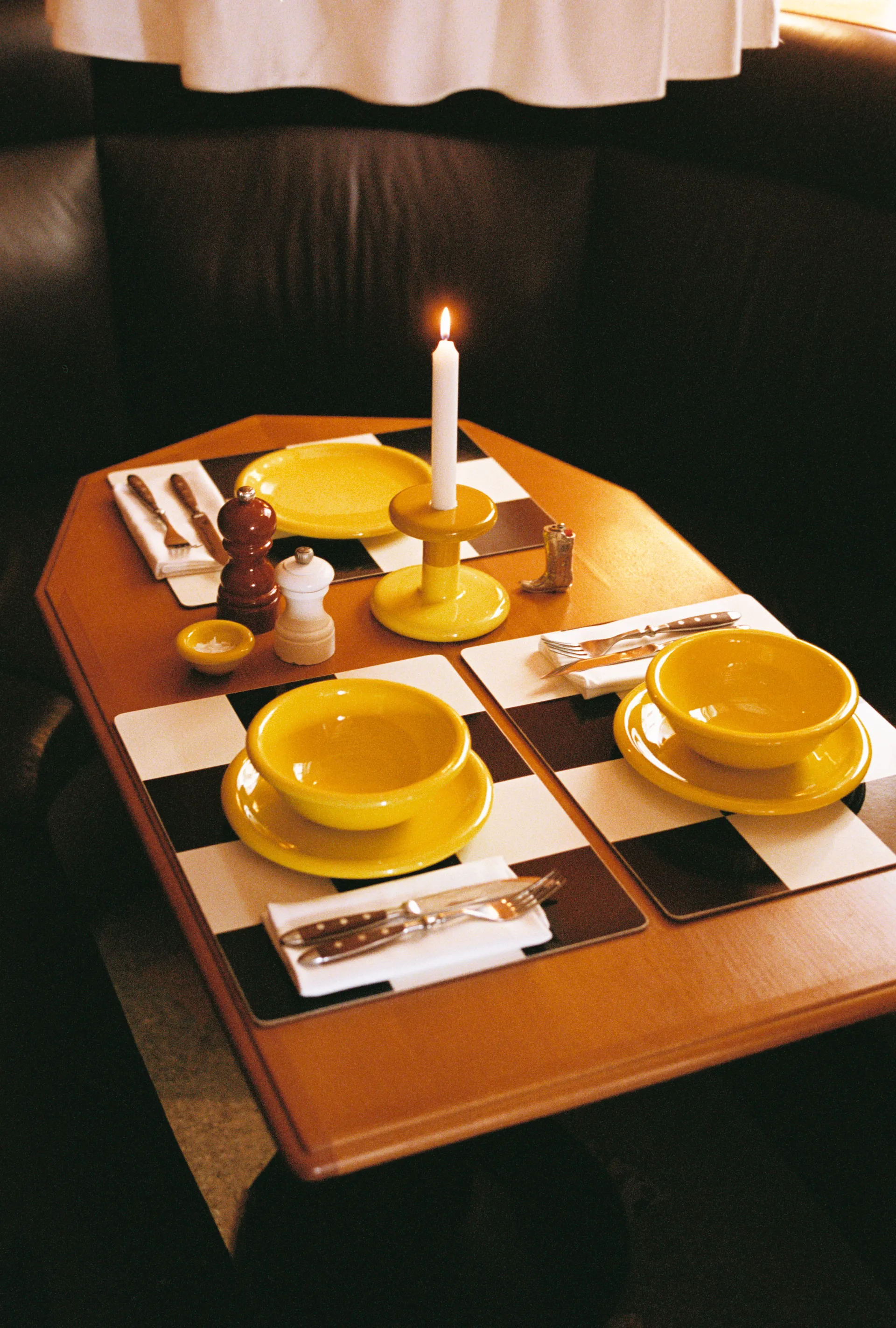 Check podkładka na stół 30x40 cm 2 szt., Butter-burgundy Hem