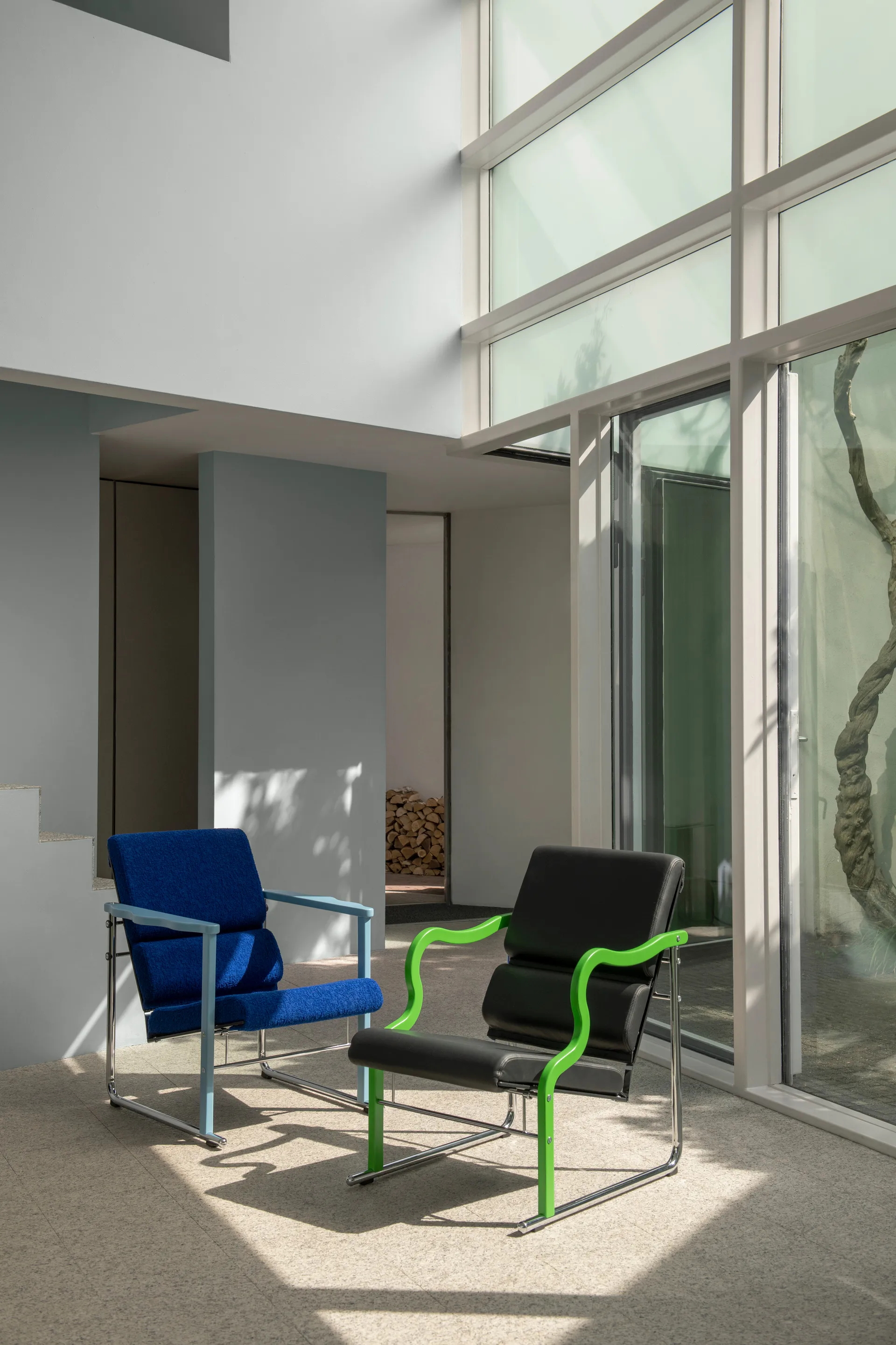 Experiment 501 lounge fotel, Green-ultramarine Hem