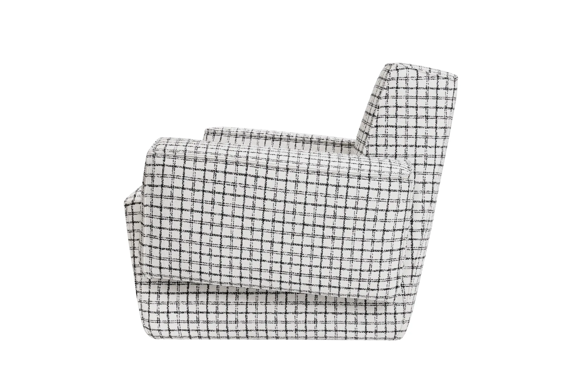 Hunk lounge fotel z podłokietnikami, Checkered black/white Hem