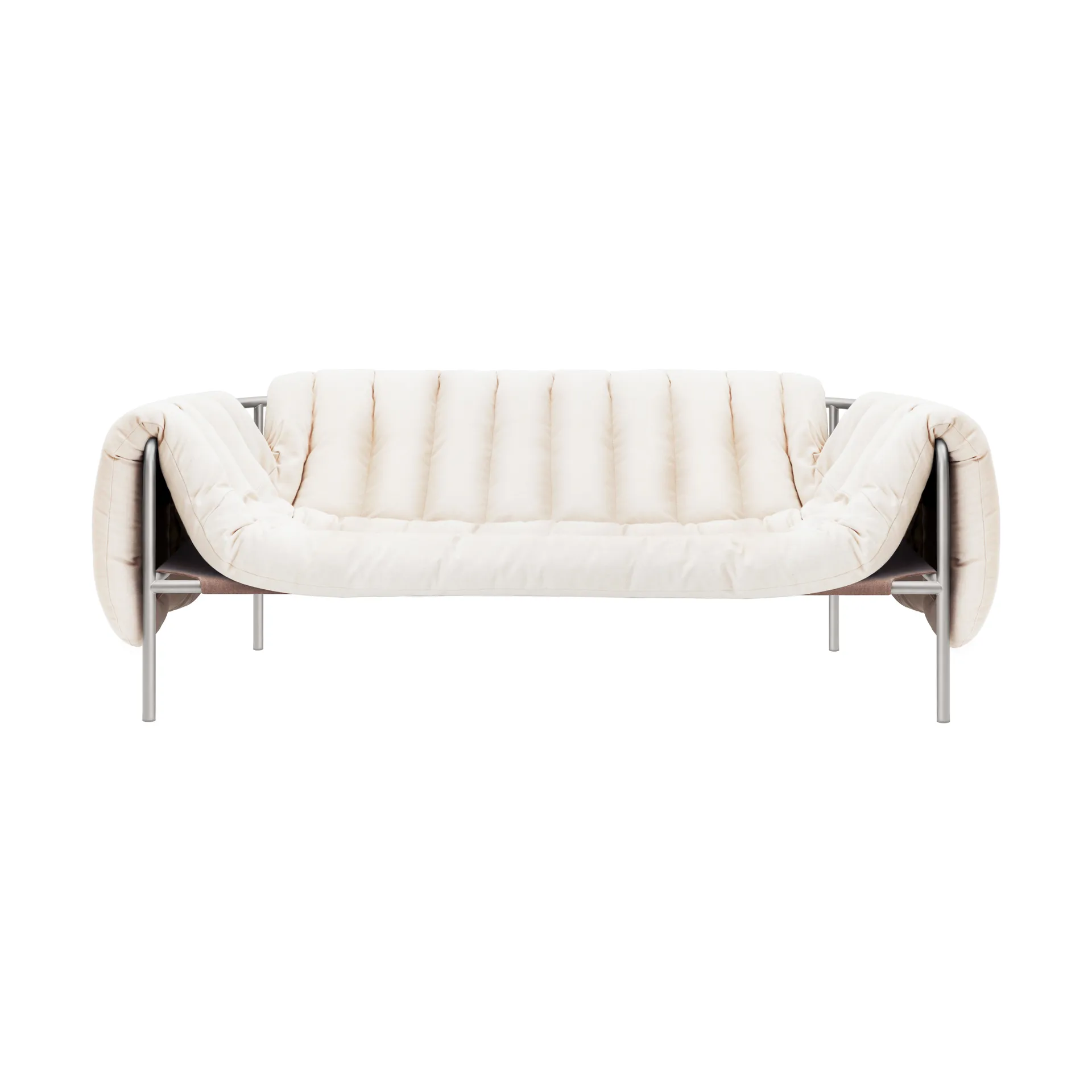 Puffy 2,5-osobowa sofa 205 cm, Natural-stal nierdzewna Hem