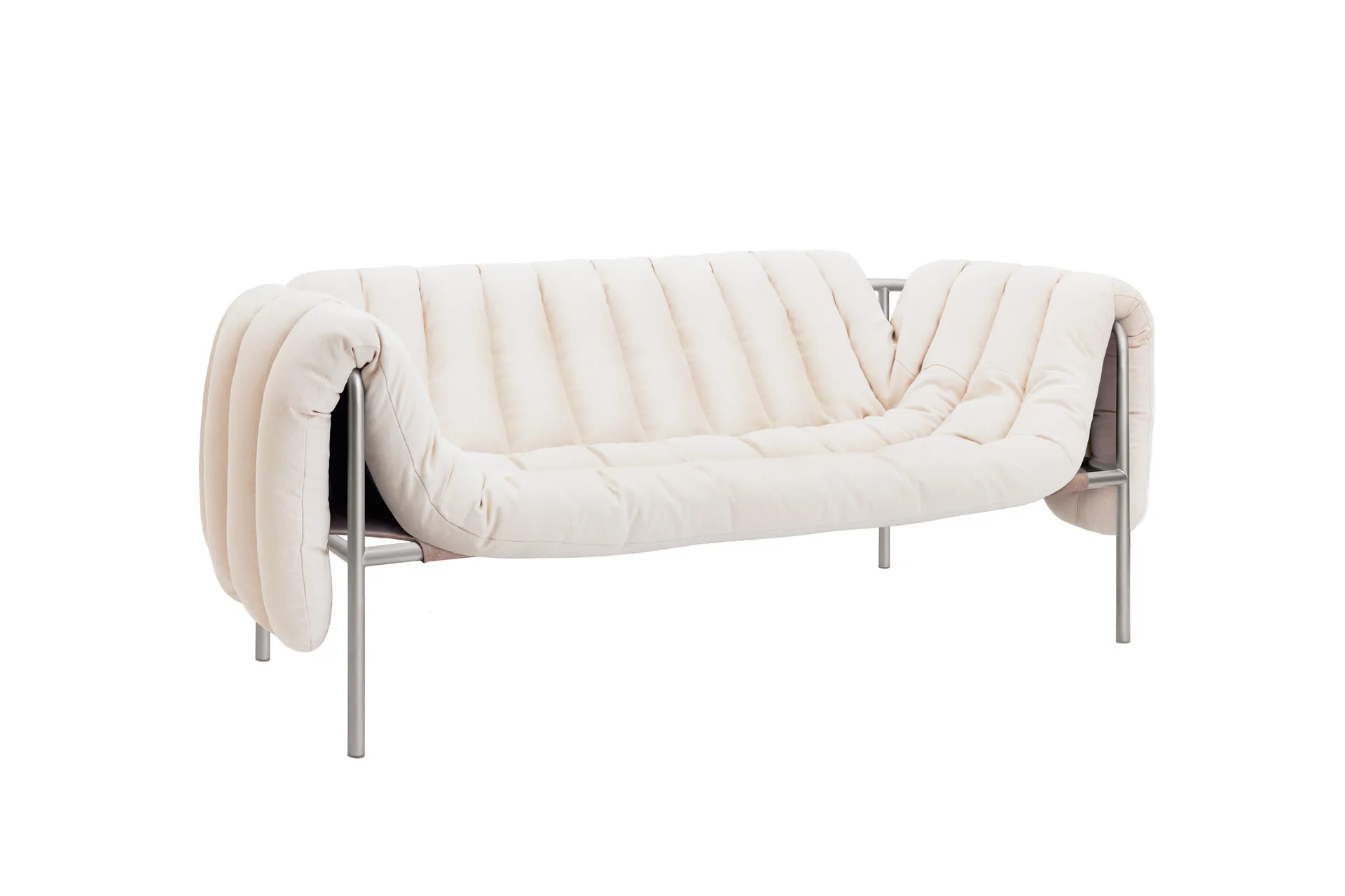 Puffy 2,5-osobowa sofa 205 cm, Natural-stal nierdzewna Hem