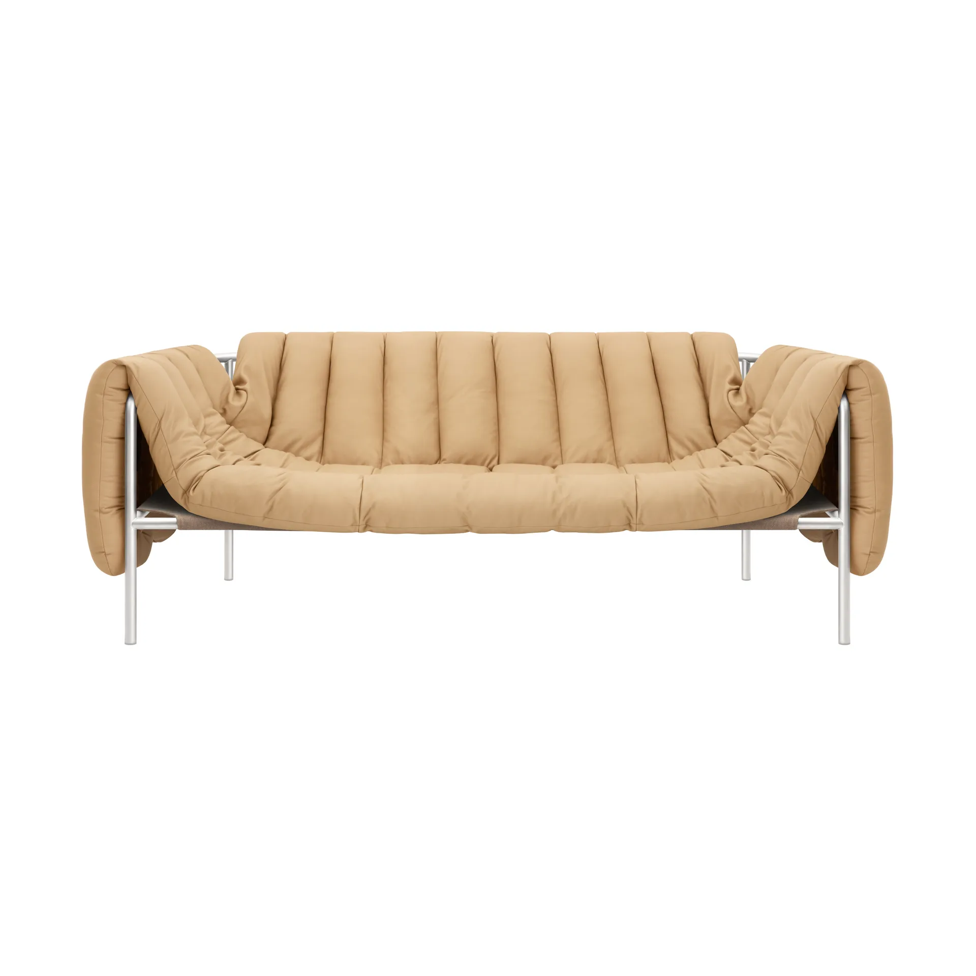 Puffy 2,5-osobowa sofa 205 cm, Sand leather-stal nierdzewna Hem