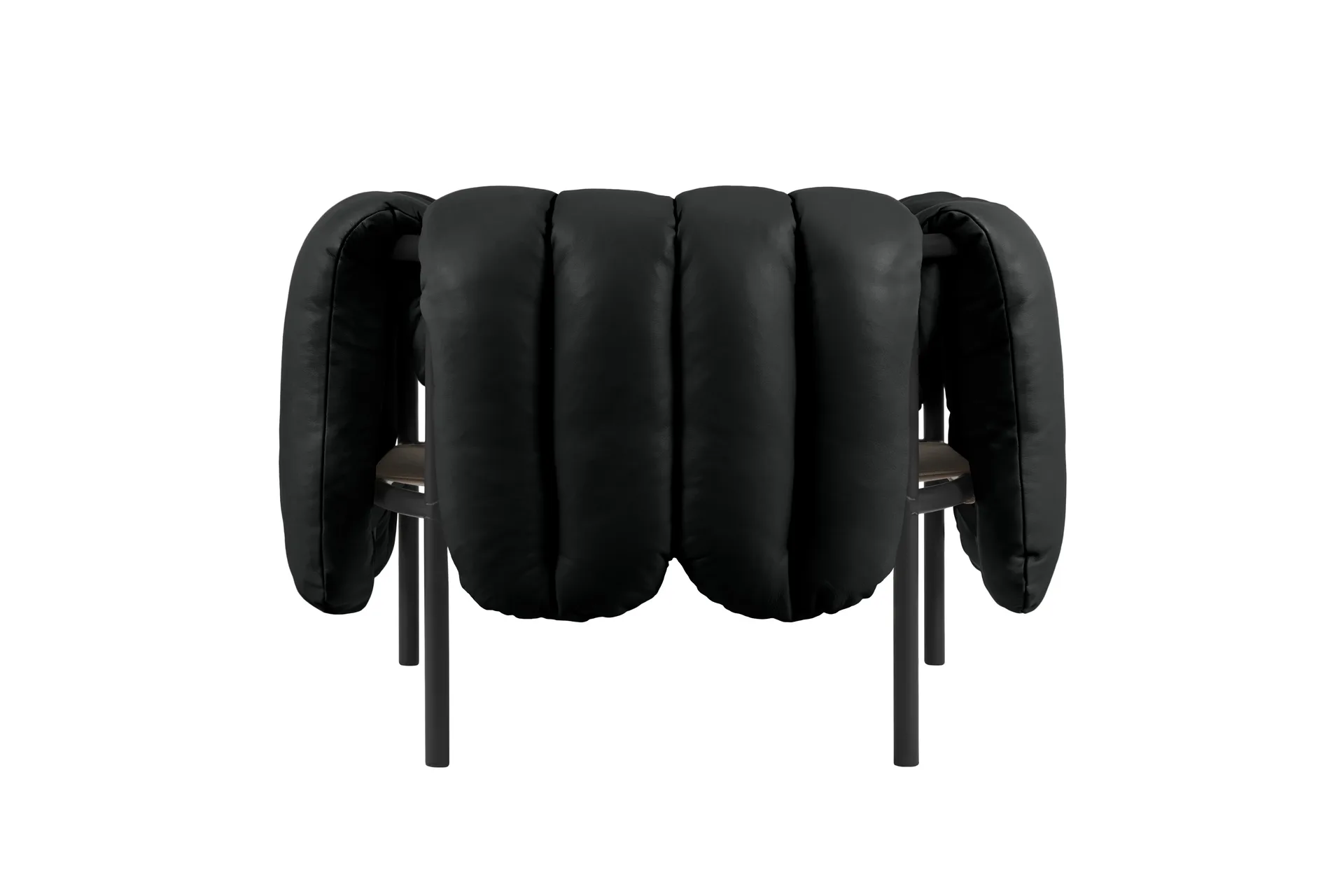Puffy lounge fotel, Black leather-black grey Hem
