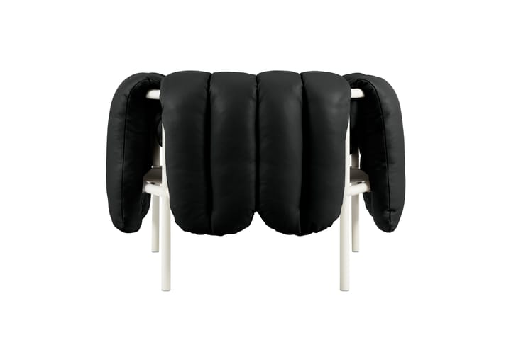 Puffy lounge fotel, Black leather-cream Hem