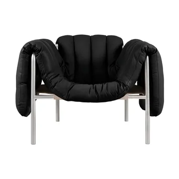 Puffy lounge fotel - Black leather-stal nierdzewna - Hem