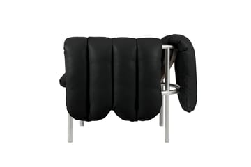 Puffy lounge fotel - Black leather-stal nierdzewna - Hem