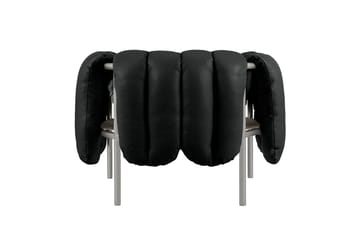 Puffy lounge fotel - Black leather-stal nierdzewna - Hem