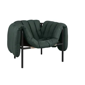 Puffy lounge fotel - Dark green leather-black grey - Hem
