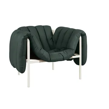 Puffy lounge fotel - Dark green leather-cream - Hem