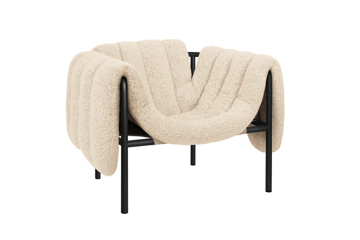 Puffy lounge fotel, Eggshell-black grey Hem