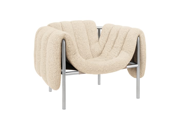 Puffy lounge fotel, Eggshell-stal nierdzewna Hem
