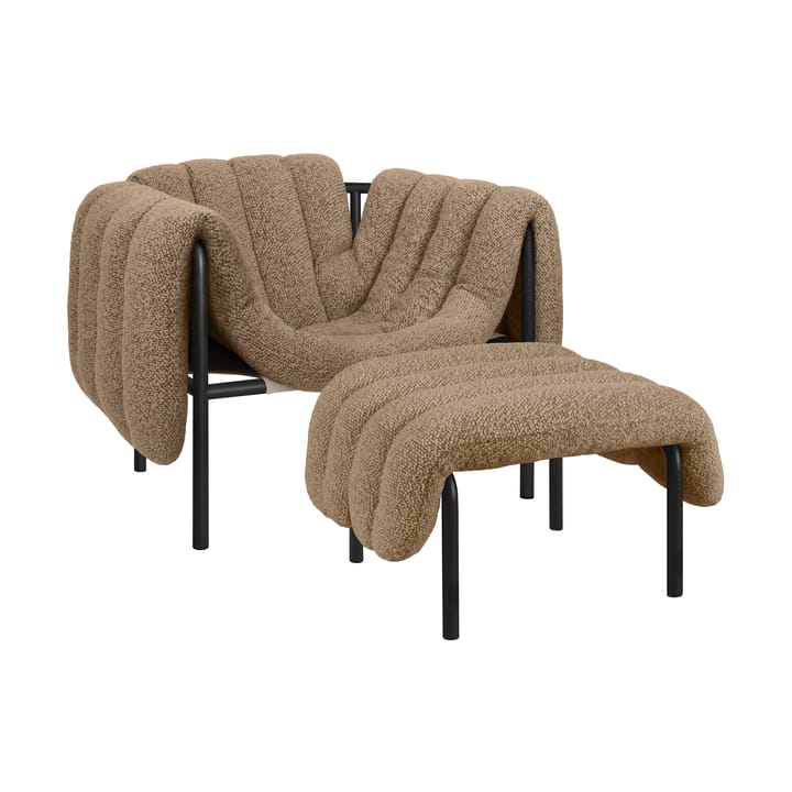 Puffy lounge fotel + otomana - Sawdust-black grey - Hem