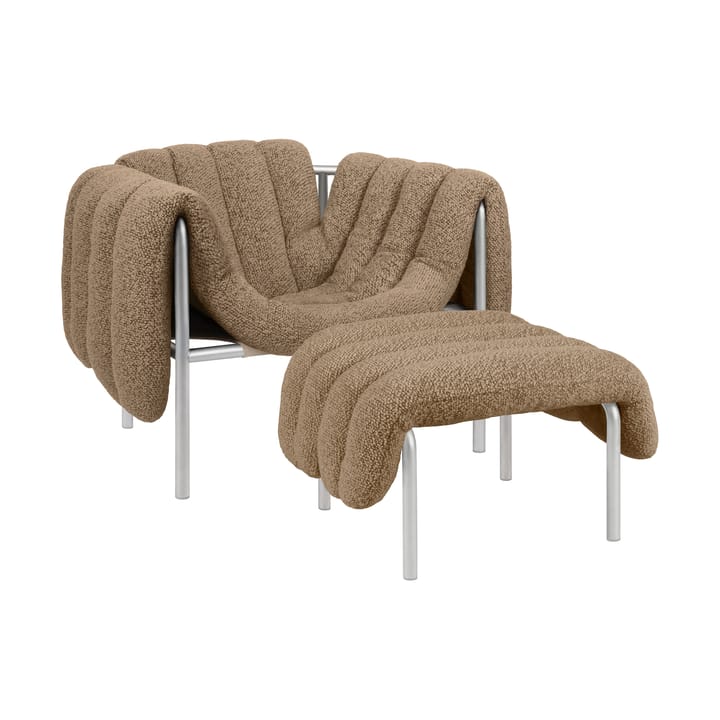 Puffy lounge fotel + otomana - Sawdust-stal nierdzewna - Hem