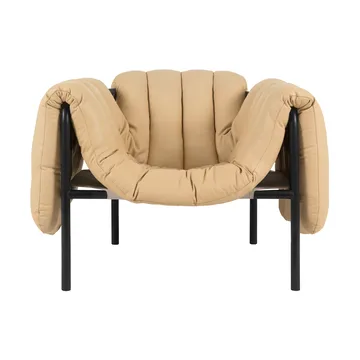Puffy lounge fotel - Sand leather-black grey - Hem