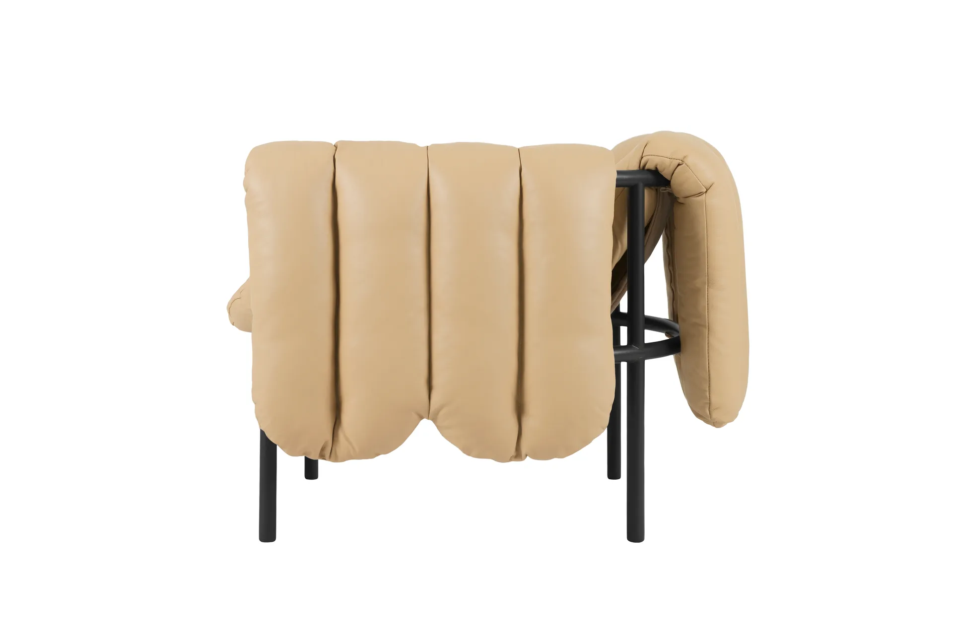 Puffy lounge fotel, Sand leather-black grey Hem