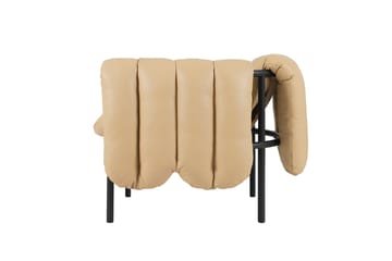 Puffy lounge fotel - Sand leather-black grey - Hem