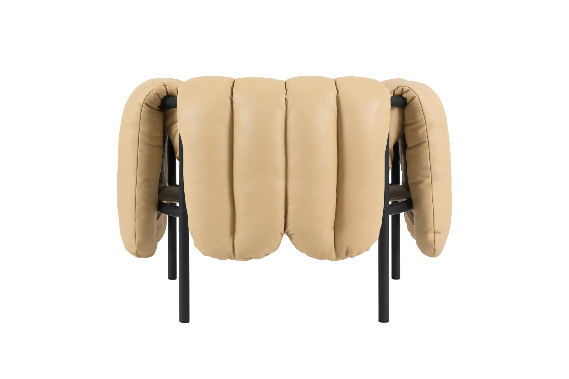 Puffy lounge fotel, Sand leather-black grey Hem