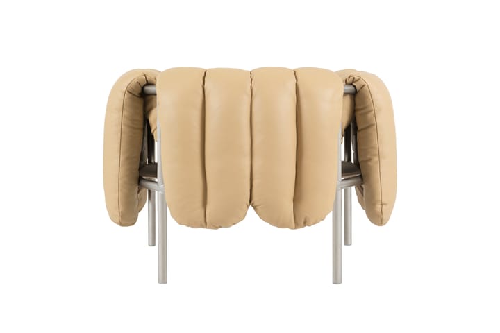 Puffy lounge fotel, Sand leather-stal nierdzewna Hem