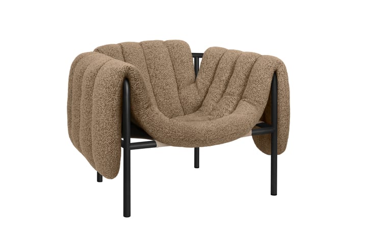 Puffy lounge fotel, Sawdust-black grey Hem
