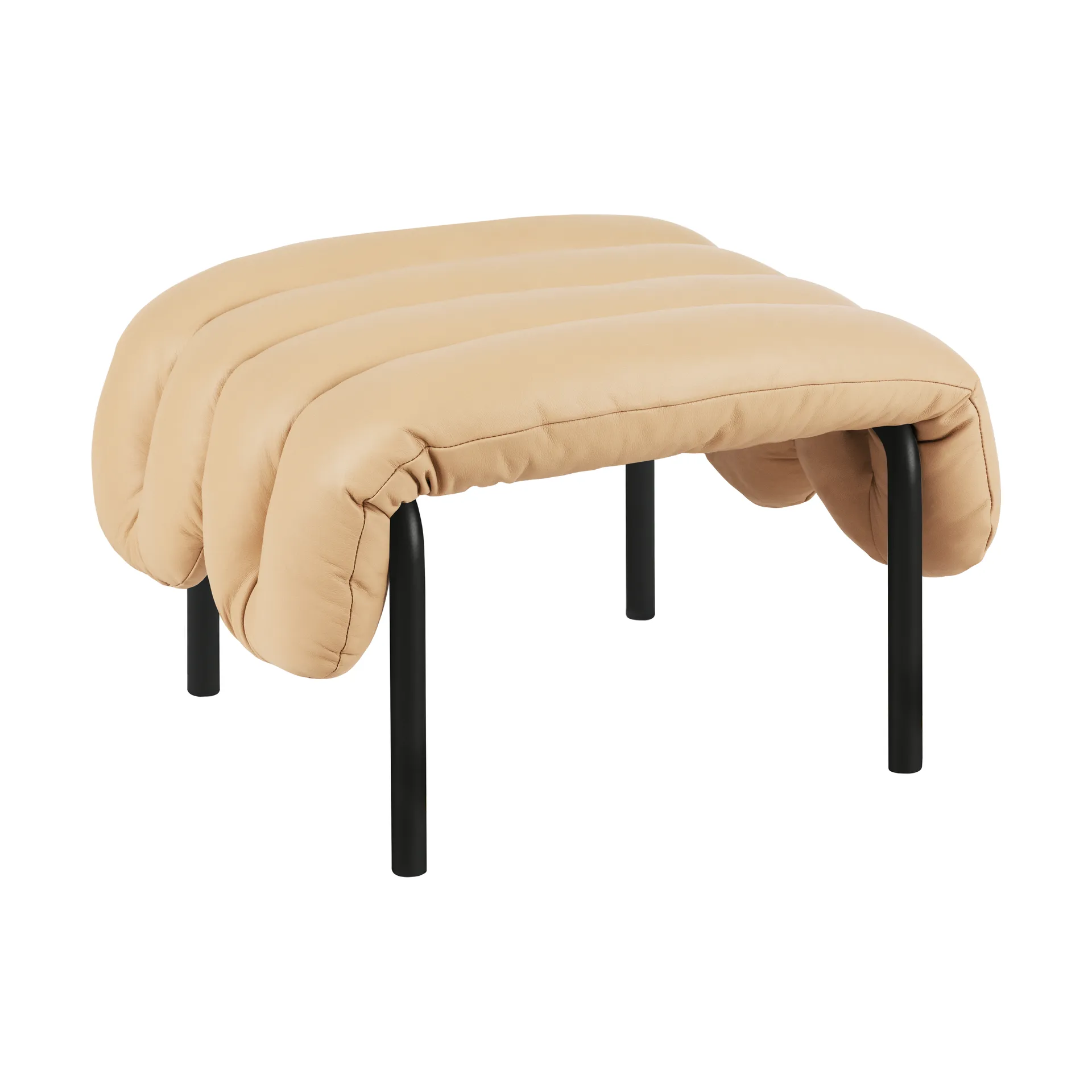 Puffy otomana 58x67 cm, Sand leather-black grey Hem