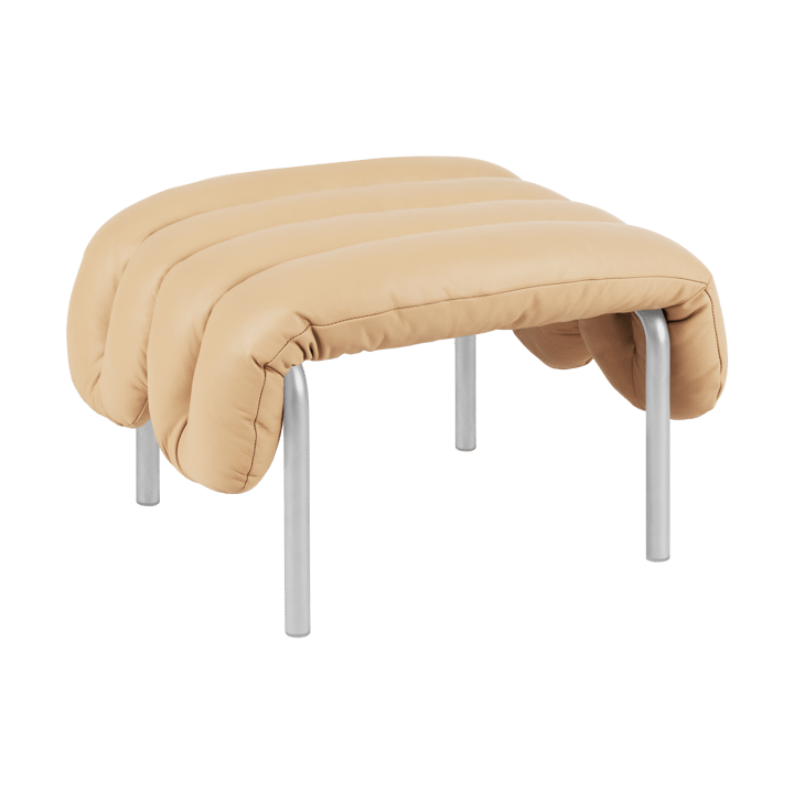 Puffy otomana 58x67 cm - Sand leather-stal nierdzewna - Hem